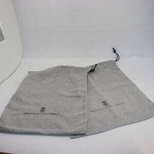 Set of 2 Brunello Cucinelli Gray Dust Bags 15x12 Designer Shoe Storage